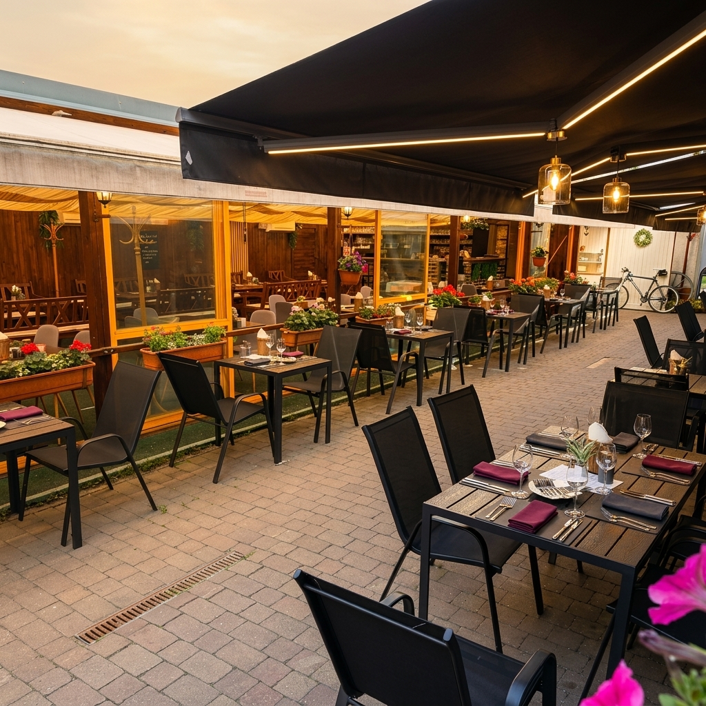 Moderní terasa restaurace Pasáž Velvet